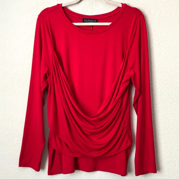 Eloquii Tops - Eloquii Crossover Wrap Front Soft Stretch Jersey Knit Blouse